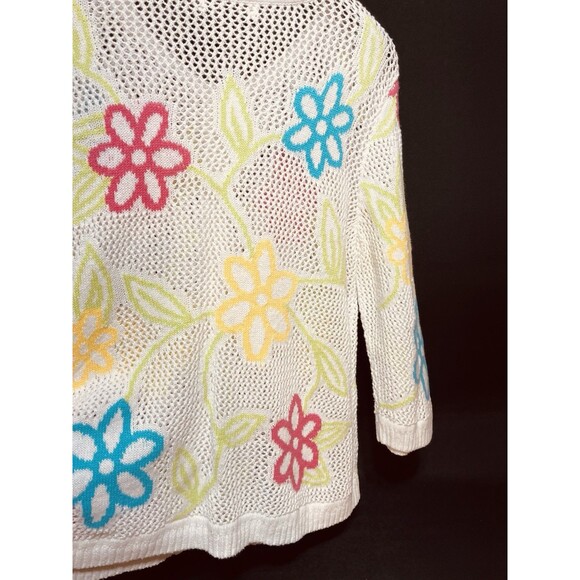 Knit Floral Cardigan Women’s Size Medium Summer Sweater Cottage Core L2 - Picture 5 of 7